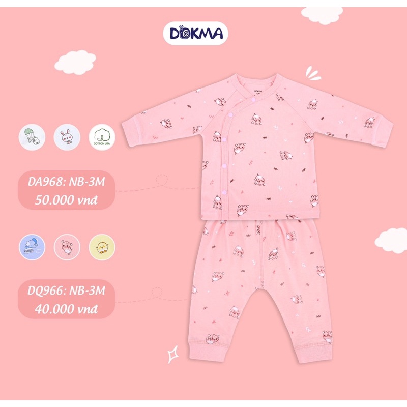 Bộ sơ sinh cài lệch Dokma ( 1-9m)