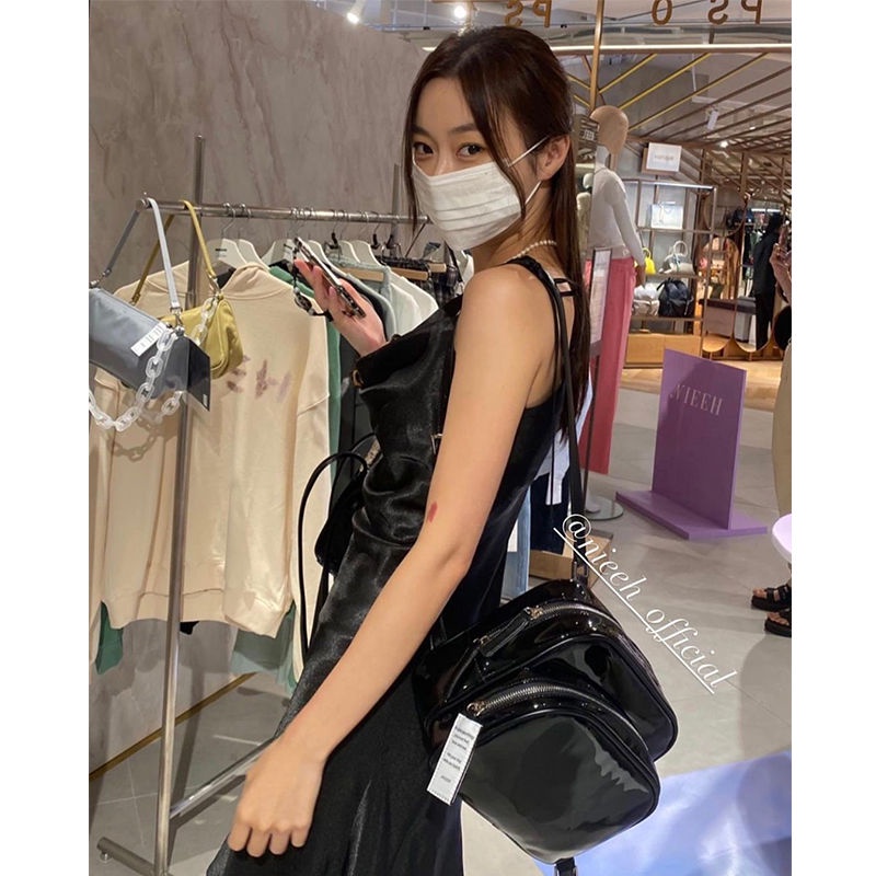 Balo da màu đen bóng thủ công phong cách Hàn Quốc cho nữ