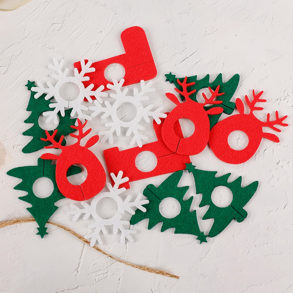 Set 10 Nhẫn Trang Trí Ly Rượu Hình Người Tuyết &amp; Ông Già Noel