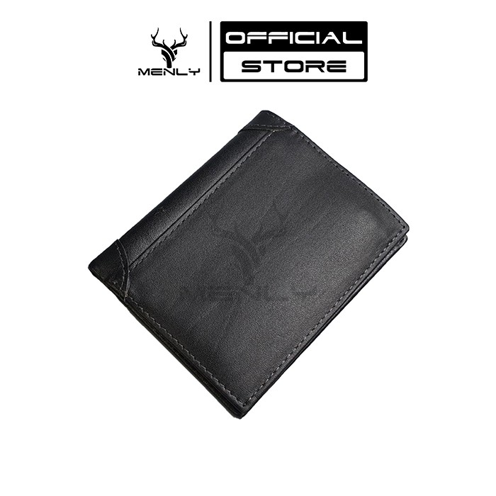 Ví da nam 18 ngăn, Ví nam đứng da thật cao cấp - MENLY Stand Trifold Wallet