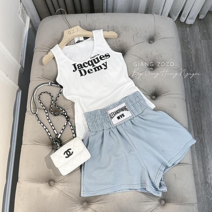 Set áo trắng kèm quần short xanh dương cotton siêu mát | BigBuy360 - bigbuy360.vn