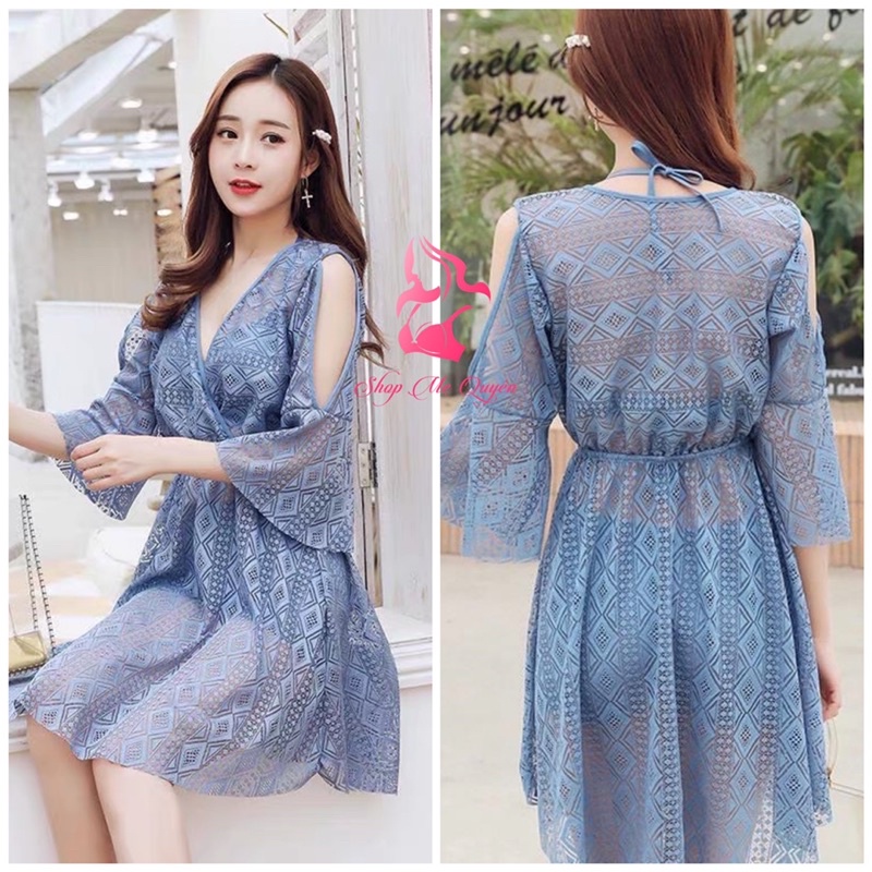 Set đi biển, set bikini kèm áo choàng sexy- chống nắng bảo vệ da cho nàng
