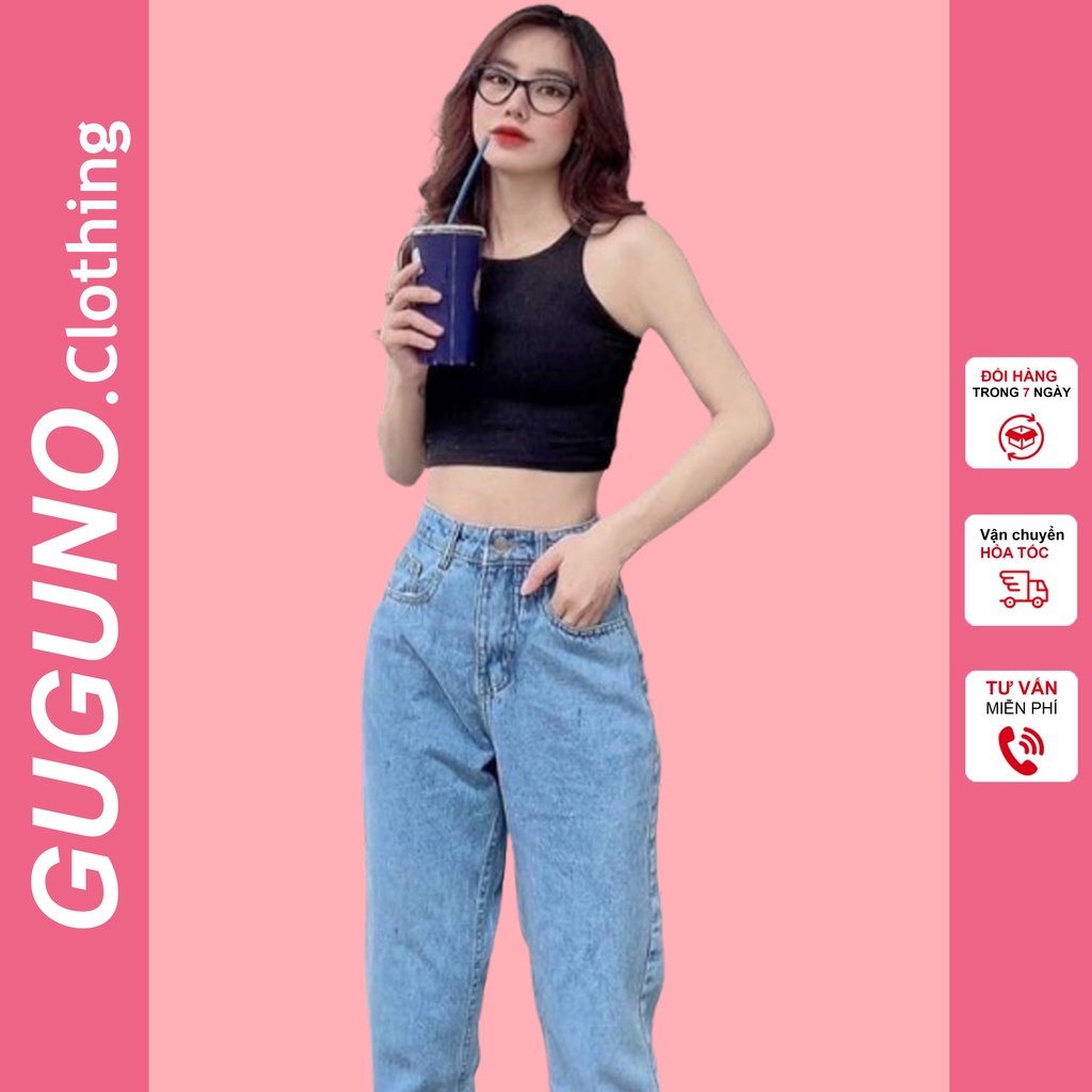 Quần jean bò nữ ống rộng suông lưng cạp cao form rộng chất đẹp GUGUNO ulzzang (quần jeans nữ, quần jean nữ, quần rin nữ,