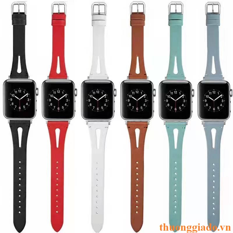 Dây đồng hồ Apple Watch 38mm/ 40mm/ 41mm/ 42mm/ 44mm/ 45mm (chất liệu da, họa tiết giọt nước) series 1 đến series 7