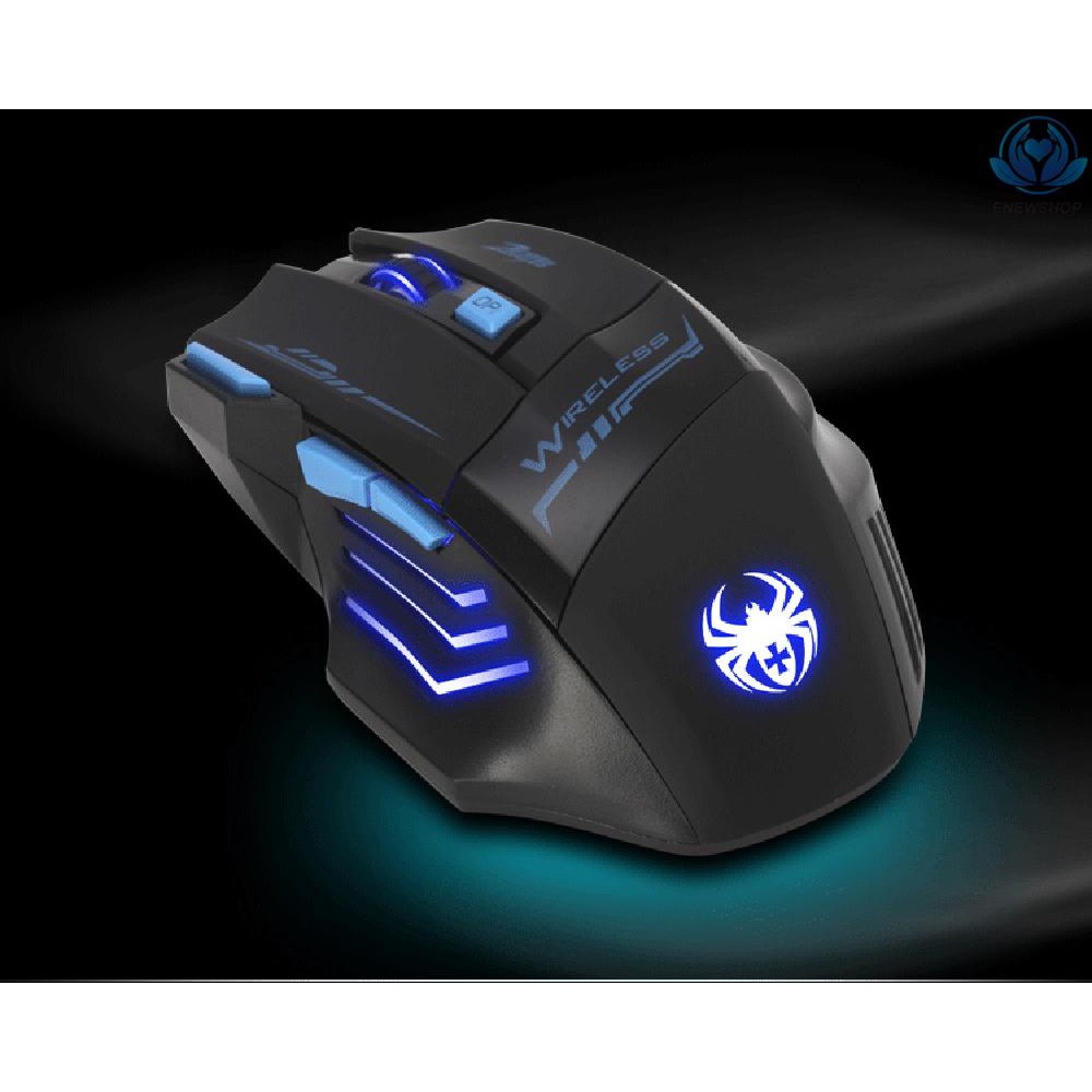 【enew】ZELOTES F14 LED Optical Computer Mouse Wireless 2.4G 2400 DPI 7 Buttons Wireless Gaming Mouse Colorful Breathing Lights for Pro Gamer