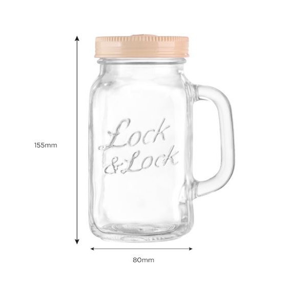 Ly Thuỷ Tinh Có Nắp Đậy, Tay Cầm Lock&Lock Glass Jar LLG002 [630ML]