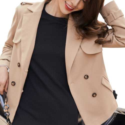 Áo Trench Coat Kaki Ngắn Dáng Suông SYO A6820027