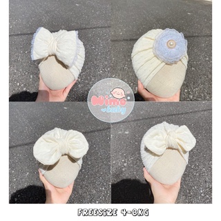 Mũ nón turban nơ trắng kem xinh xắn cho bé gái Mimo baby MTB23