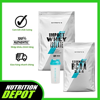 Combo tăng cơ và phục hồi 03| impact whey isolate 5kg và bcaa 500g myprotein + tặng bình lắc - nutrition depot