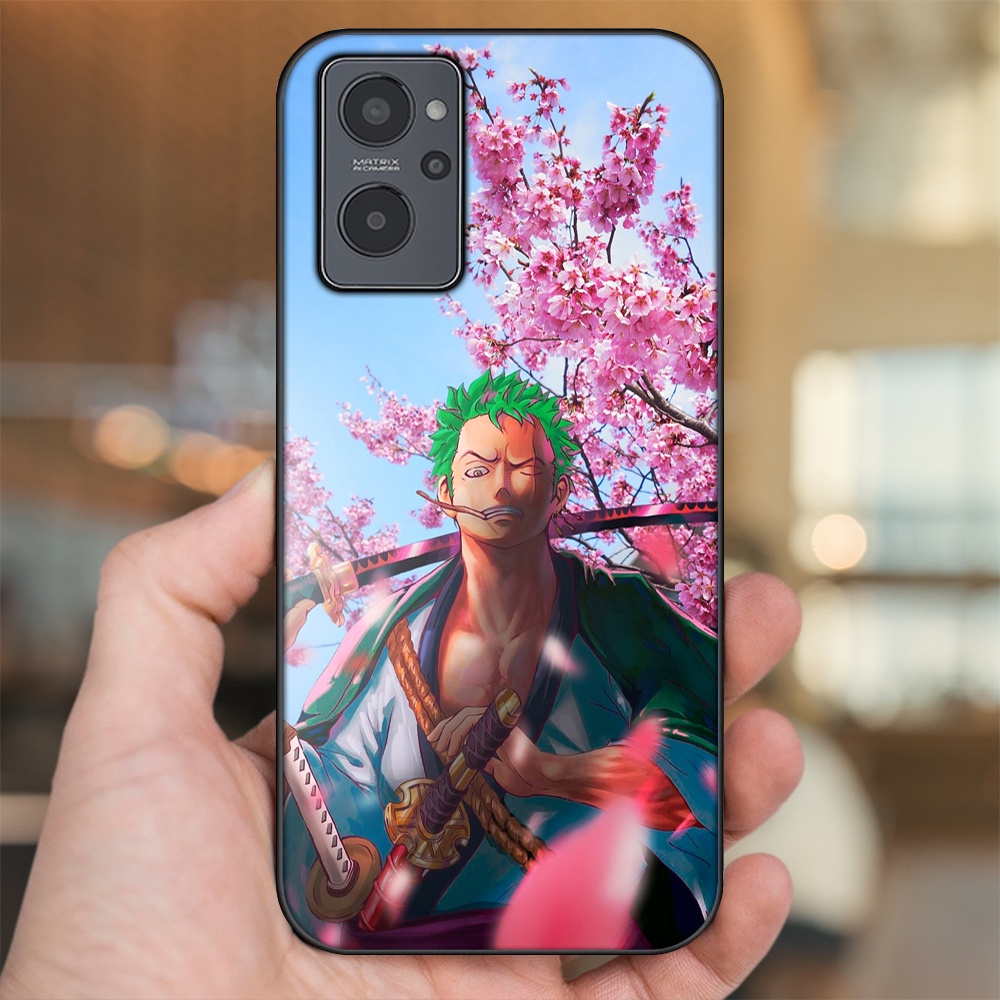 Ốp lưng Realme 9i viền đen in hình Zoro One Piece