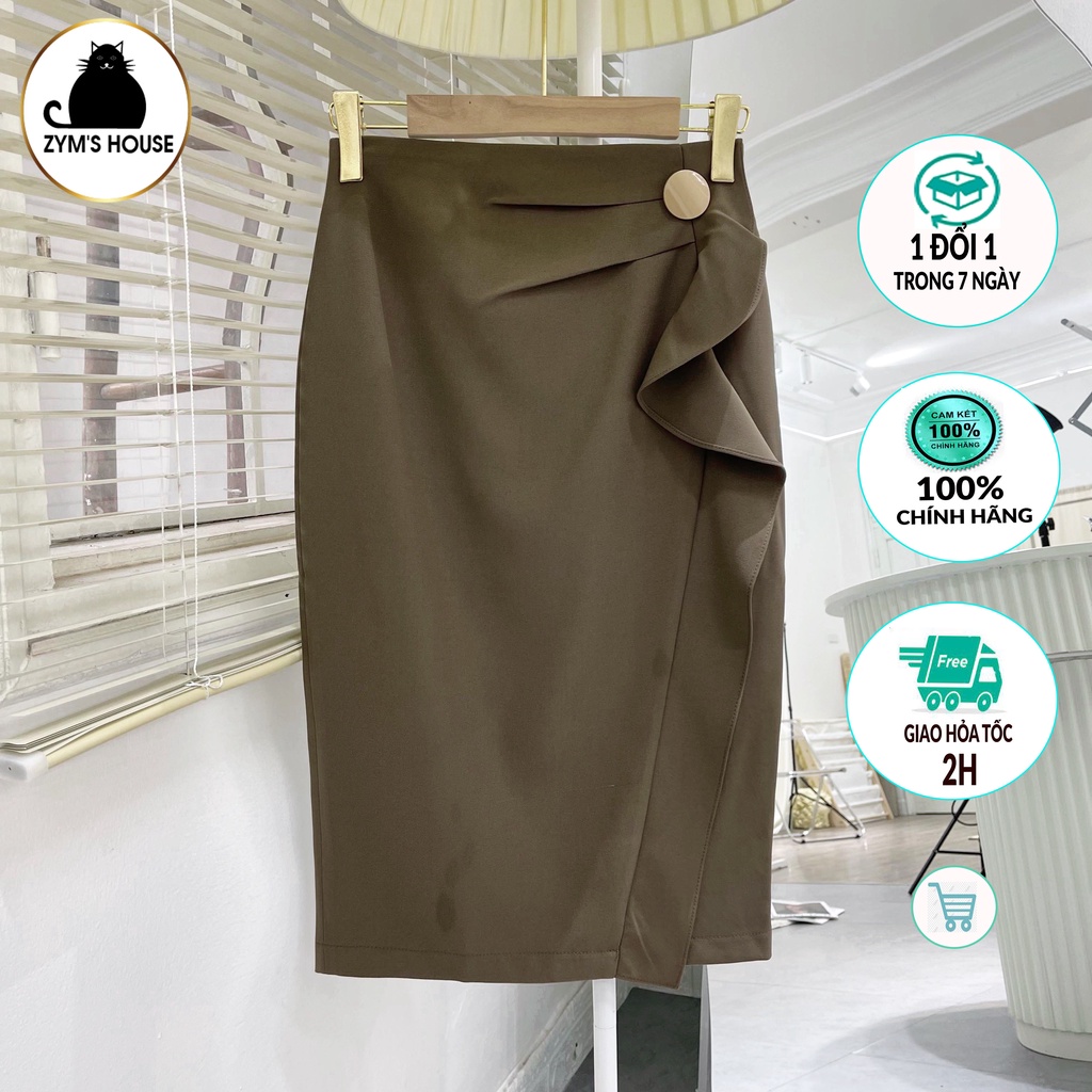 Chân váy nữ công sở dáng bút chì bèo nữ tính, xếp ly eo che bụng dưới ZYM'S HOUSE K606, K607, K608, K609
