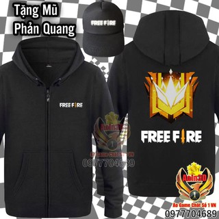 Hot- áo khoác free fire đại kiện tướng tặng mũ ff phản quang - áo khoác nỉ đen shop aoin3d - siêu rẻ