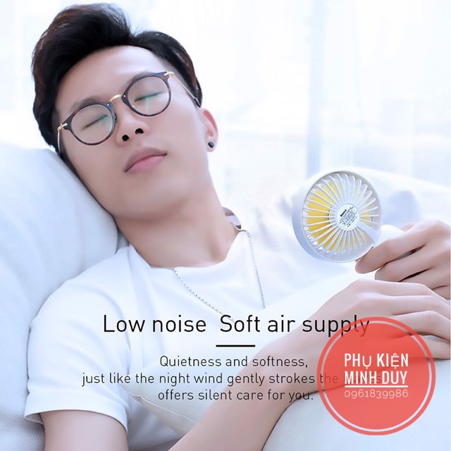 Quạt mini cầm tay pin sạc Baseus Bionic Firefly Mini Fan LV491 (Pin sạc, 3 mức tốc độ, đèn LED đom đóm - Portable...) 🍀