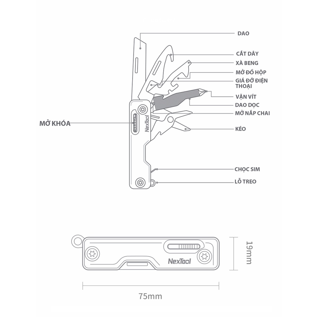 Bộ dụng cụ đa năng 10 trong 1 Xiaomi Nextool. Chất liệu thép gia cường , nhỏ gọn di động