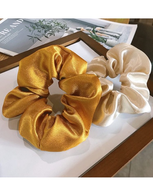 Chun cột tóc Scrunchies vải satin bóng