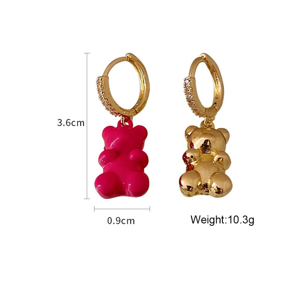 Khuyên tai dáng dài mặt hình gấu dễ thương bằng hợp kim đính đá zircon thời trang Hàn Quốc cho nữ