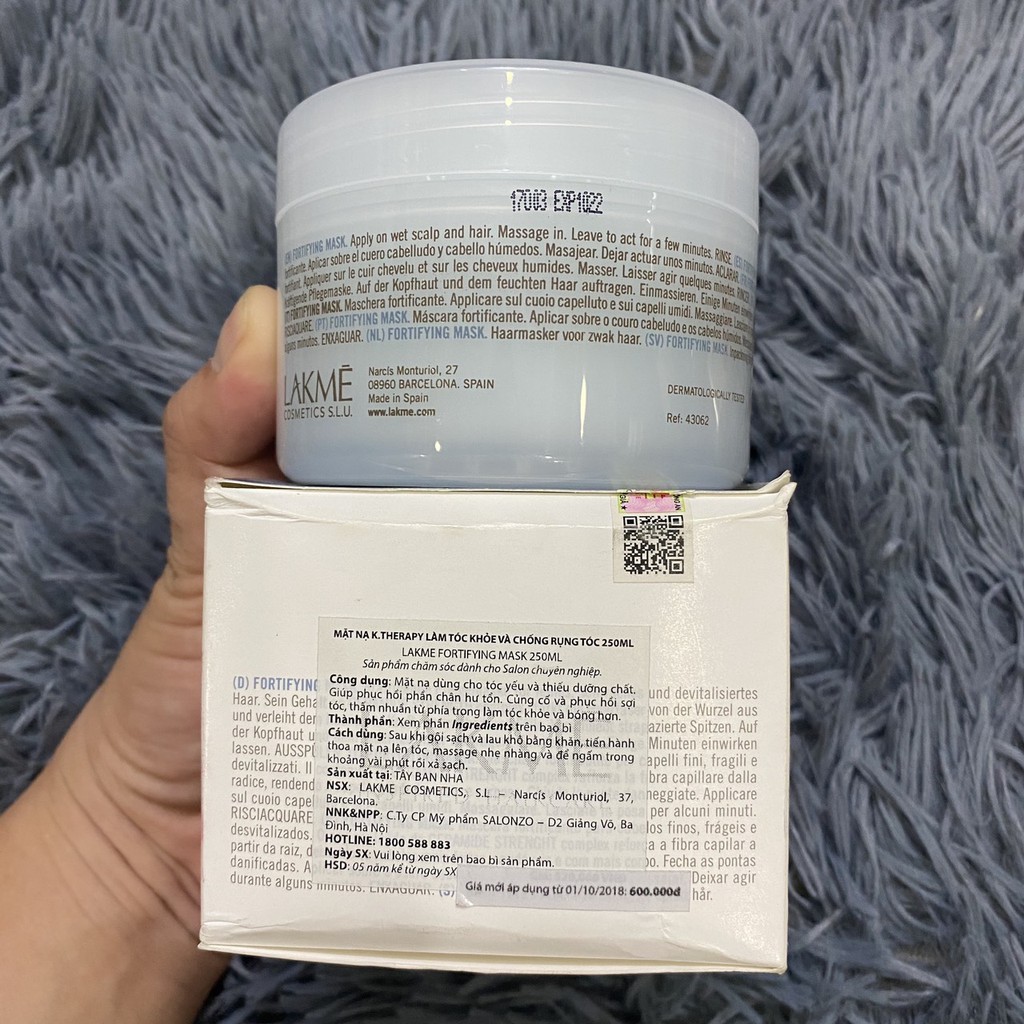 🇪🇸Lakme🇪🇸 Mặt nạ chống rụng Lakme K.Therapy Fortifying Mask 250ml