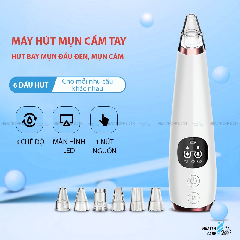 Máy hút mụn cầm tay mini cao cấp thế hệ mới Healthcare24h G003, thiết kế 3 chế độ hút bay mụn đầu đen, mụn cám