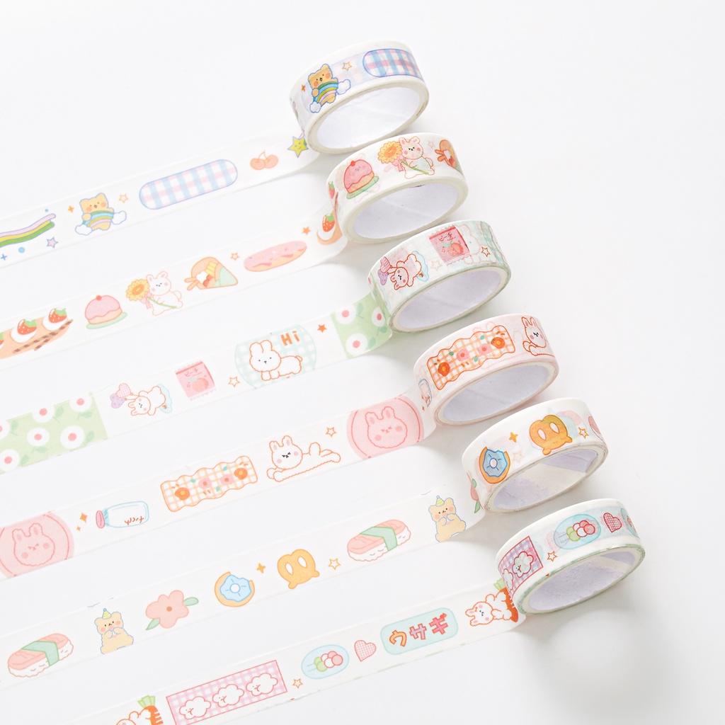 1 Cuộn Băng Keo Washi In Họa Tiết Thú Hoạt Hình Dễ Thương Trang Trí Nhật Ký