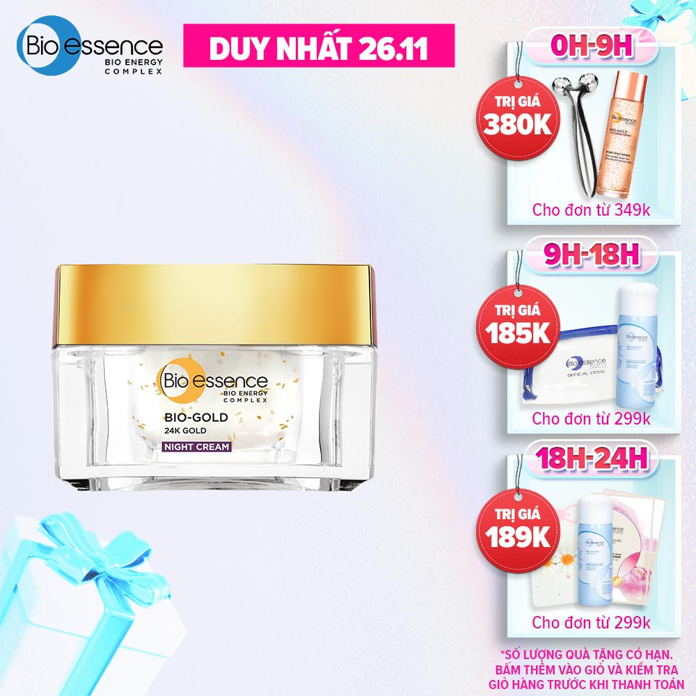 Kem dưỡng da ngăn ngừa lão hóa ban đêm Bio-Essence Bio-Gold Bio-Essence Gold Night Cream chiết xuất vàng 24k 40g