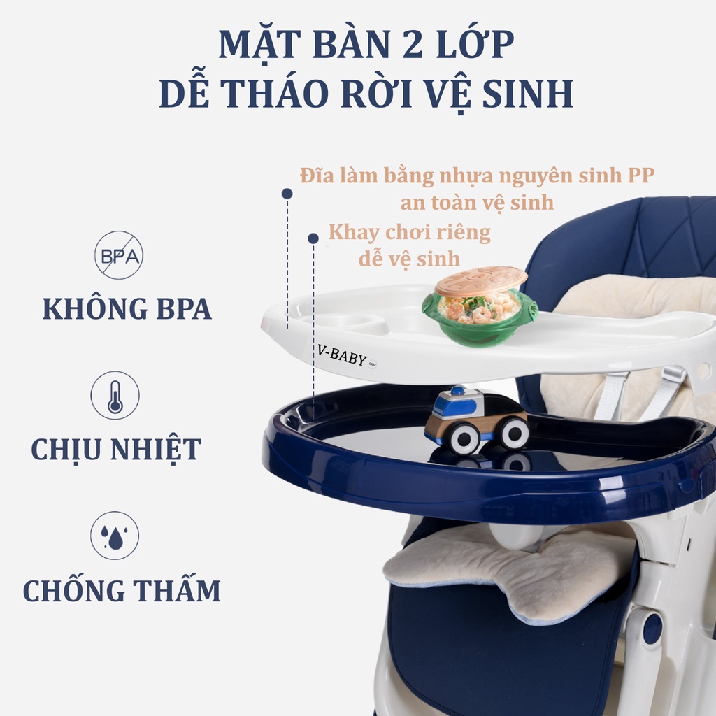 Ghế ăn dặm cho bé cao cấp V-Baby Grow 806