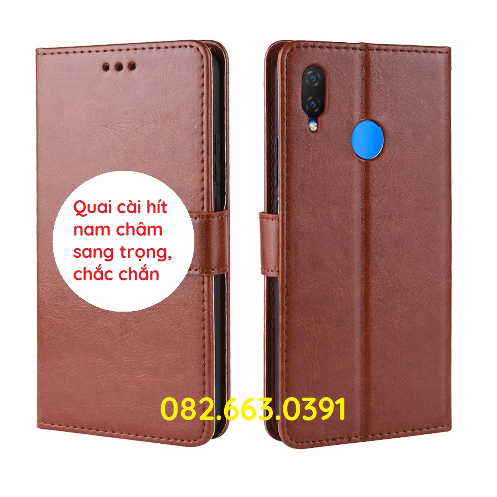 Bao da Huawei Nova 3i da cao cấp, có ngăn đựng thẻ, chống xem phim tiện