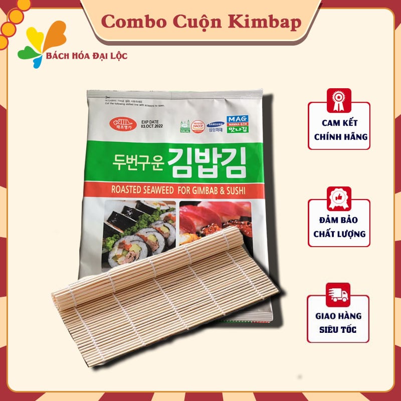 Combo Mành tre + Rong Biển Cuộn Cơm Hàn Quốc Loại 1 ( Làm Kimbap siêu siêu ngon )