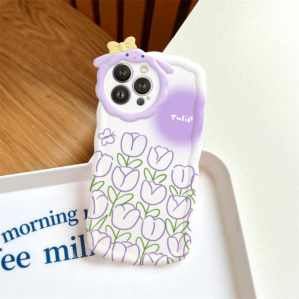 Ốp lưng iphone nơ lượn sóng Tulip Tím 6/6plus/6s/6splus/7/7plus/8/8plus/x/xs/11/12/13/14/pro/max/promax/plus/shin/case
