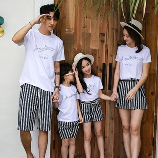 Áo thun gia đình tay ngắn in hình cá mập dlx