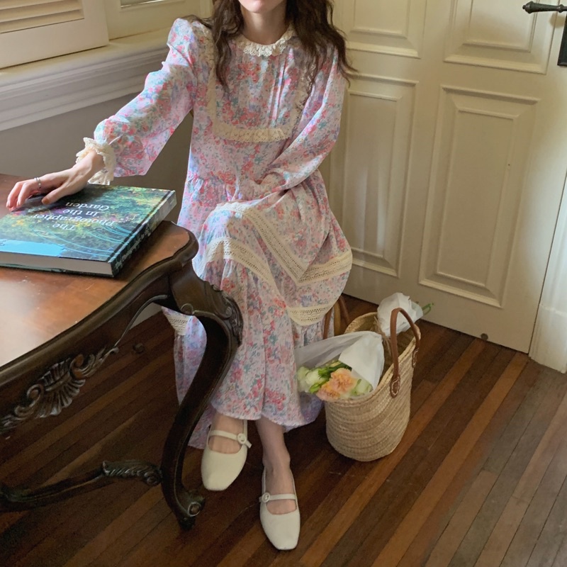 ODDA OUTFIT / Đầm Hoa Nhí Hồng Pastel Vintage.