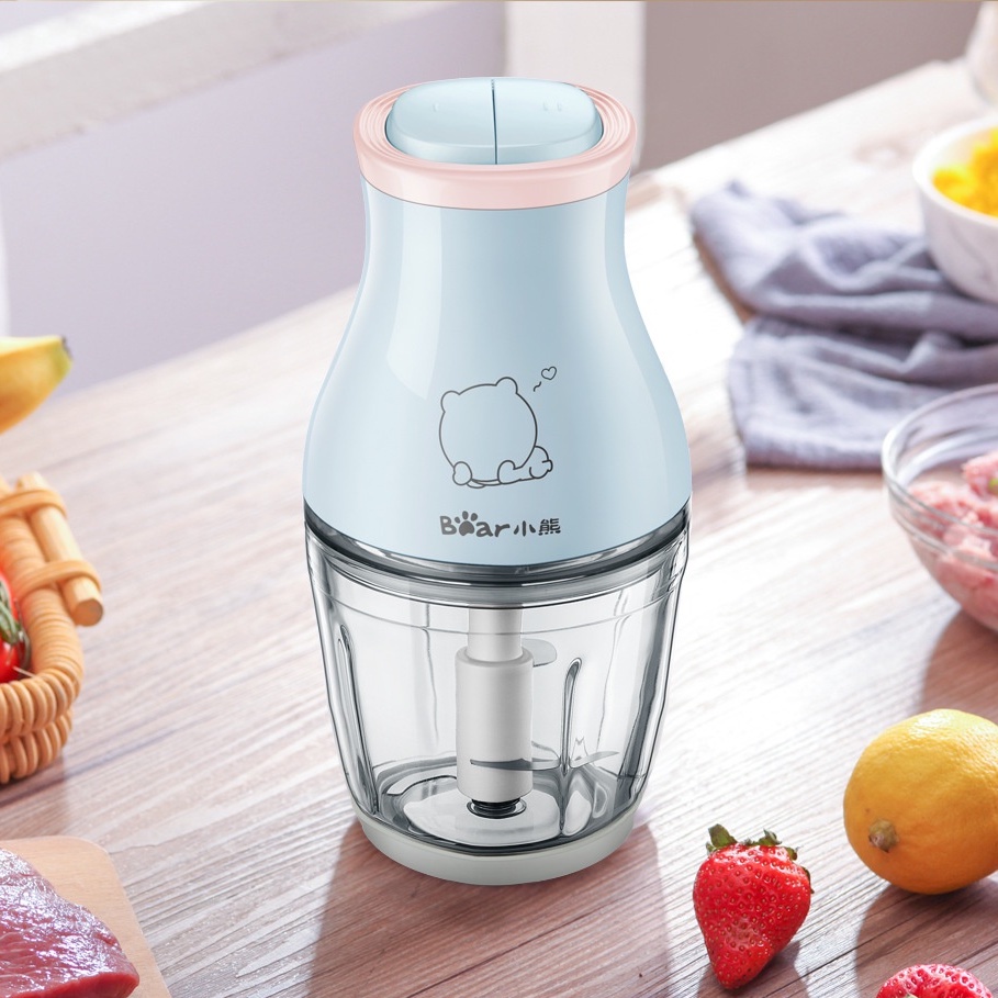 Máy Xay thịt Mini Đa Năng 2 Cối Bear QSJ-B02Y5, Thực Phẩm Xay Sinh Tố Tỏi Ớt Thịt Cá Tôm Rau Củ Quả
