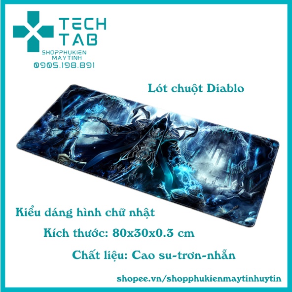 Lót chuột Diablo cỡ lớn 80x30x0.3 cm chuyên game chống trượt, di chuột dễ dàng