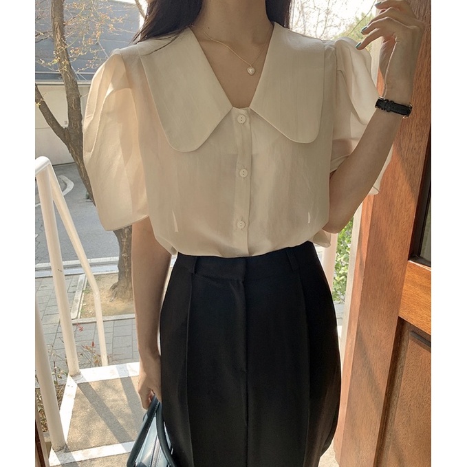 Áo sơ mi tay bồng cổ sen A53