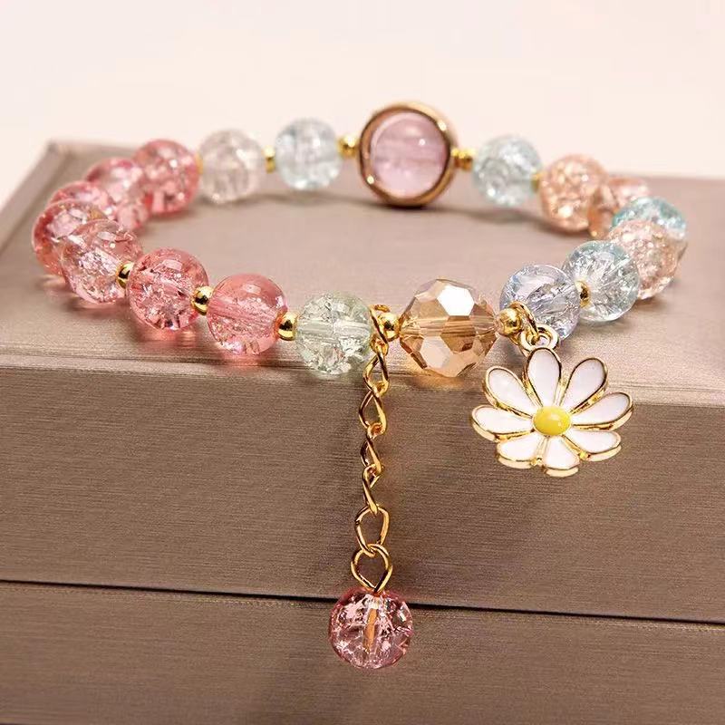  Korean small chrysanthemum pendant glass bead women's bracelet