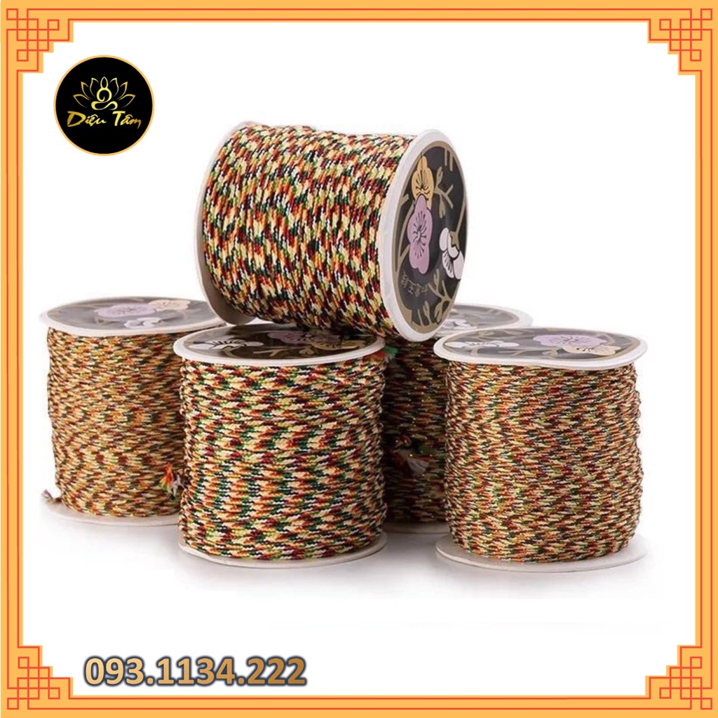 Chỉ ngũ sắc tây tạng màu ánh kim