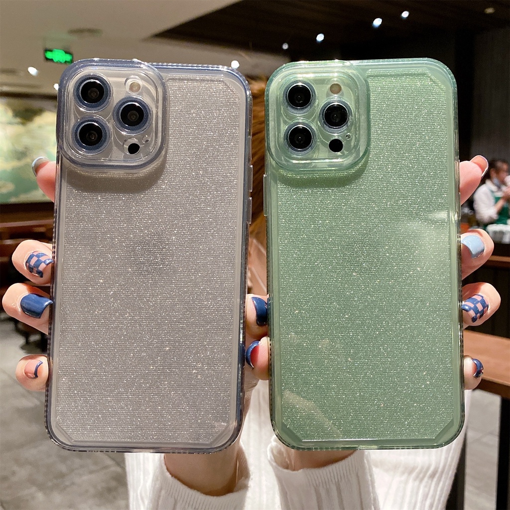 Transparent Simlpe compatible for iphone 13 12 11 pro max x/xr/xsmax/7/8/7 8plus TPU cover flash drill case casing