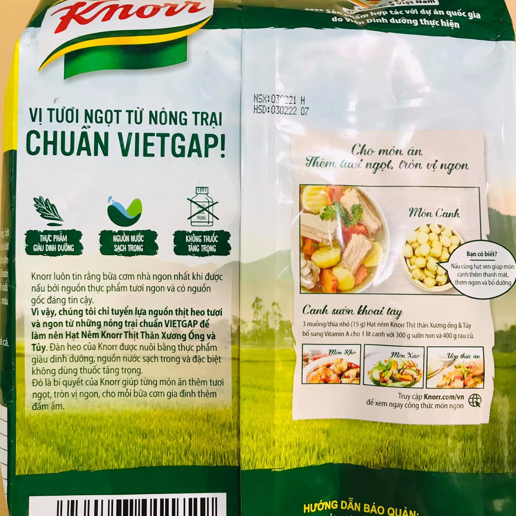 Hạt nêm thịt thăn, xương ống, tủy Knorr gói 1,8 Kg