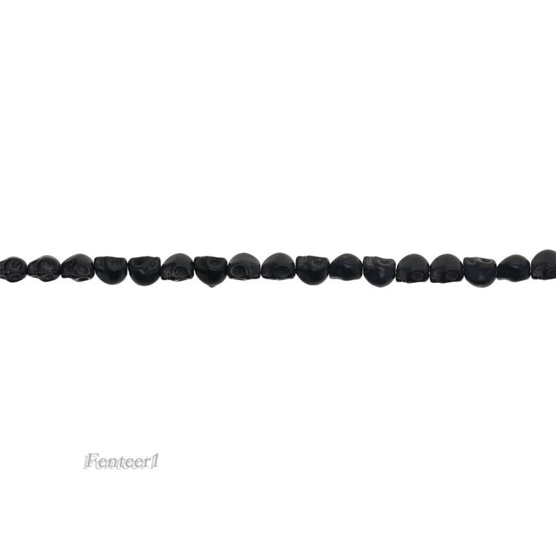 Chuỗi 52 hạt hình đầu lâu 8x6mm dài 40cm phong cách Halloween