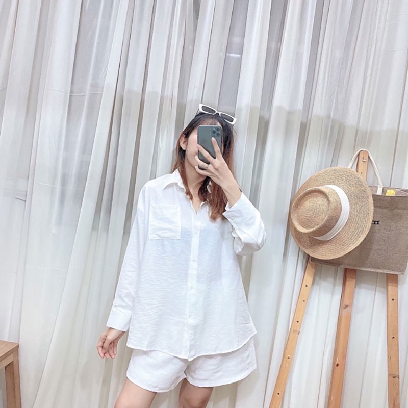 Set áo sơ mi nữ quần đùi đi biển mùa hè - Set đi biển nữ đẹp - mát - Vitalita.Cloth