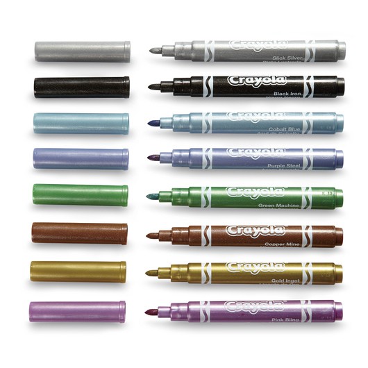 BỘ 8 CÂY BÚT NHŨ ÁNH KIM CRAYOLA METALLIC MARKERS SHIMMERY COLORS