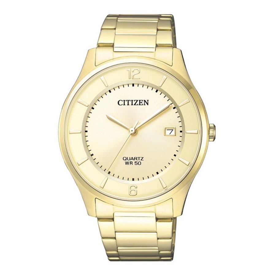 Đồng Hồ Citizen Nam Dây Kim Loại Pin-Quartz BD0043-83P - Mặt Vàng (39mm)