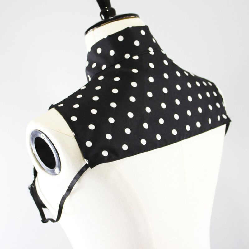 Cổ Áo Nơ Giả Thắt Nơ Họa Tiết Chấm Bi Trắng Đen Phong Cách Vintage Dành Cho Nữ