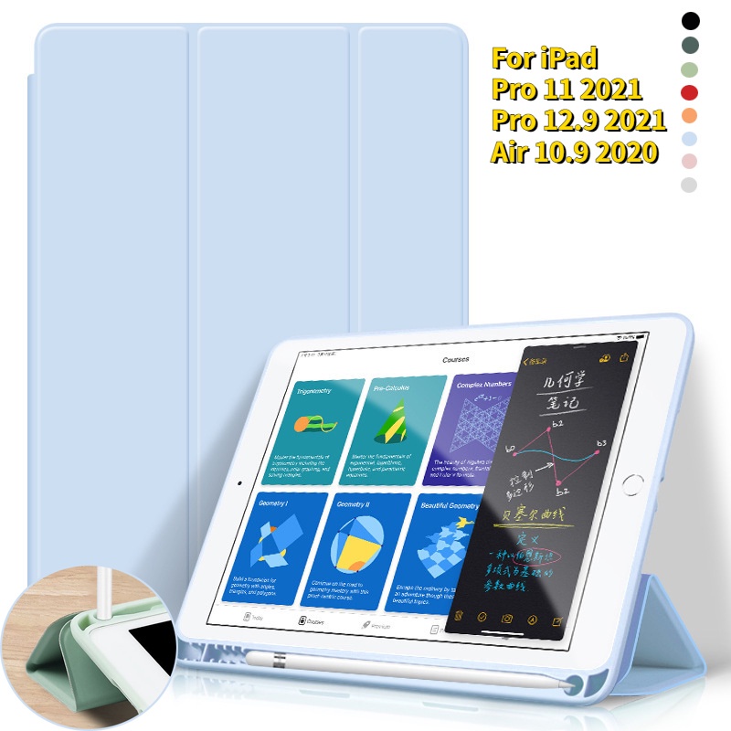 iPad Pro 11 2021 2020 iPad 10.2 7th 2018 2017 9.7 Mini 4 5 2020 10.5 Air 3 5th 6th 9.7 Smart Cover with Pencil Holder Case