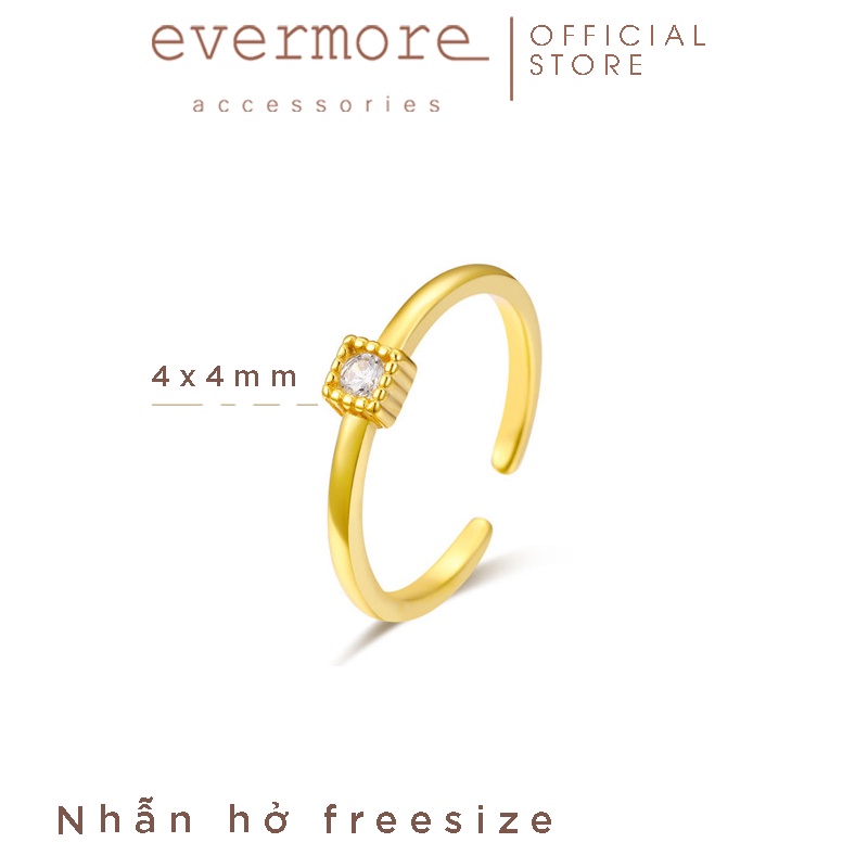 Nhẫn bạc EVERMORE, nhẫn bạc Ý 925 đính đá vuông nhỏ Rosy thanh lịch, minimalism - N042