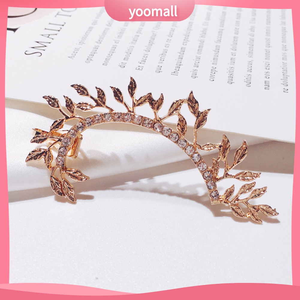 1 Khuyên Kẹp Vành Tai Hình Chiếc Lá Đính Đá Thời Trang Cho Nữ