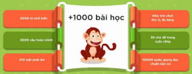 Thẻ học flash card Monkey junior gói trọn đời