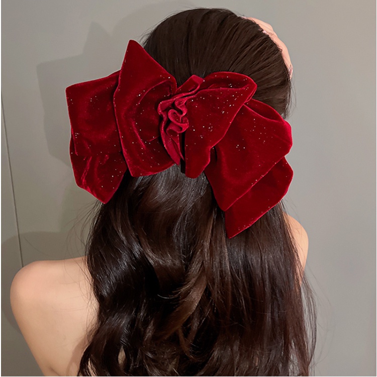 Kẹp Tóc Nơ Nhung Cỡ Lớn Phong Cách Hàn Quốc Sang Trọng
