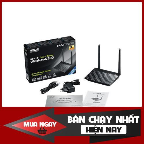 ASUS RT-N12+ - Bộ phát Wifi Chuẩn N Tốc Độ 300Mbp Mở rộng sóng - Hàng Chính Hãng