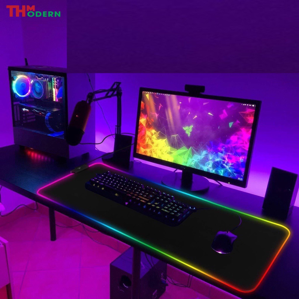 Lót Chuột Pad CHuột LED RGB Và Không LED - Mousepad Full Đen Đủ Size-THModern