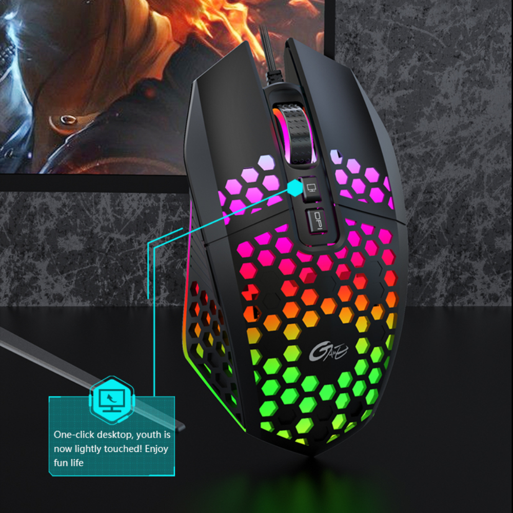 【Ready Stock】 X801 7 Buttons USB Wired Hollow Mouse 6 Speed 8000 DPI Adjustable Lighting Gaming Mouse For Computer PC Laptop 【queen2019】